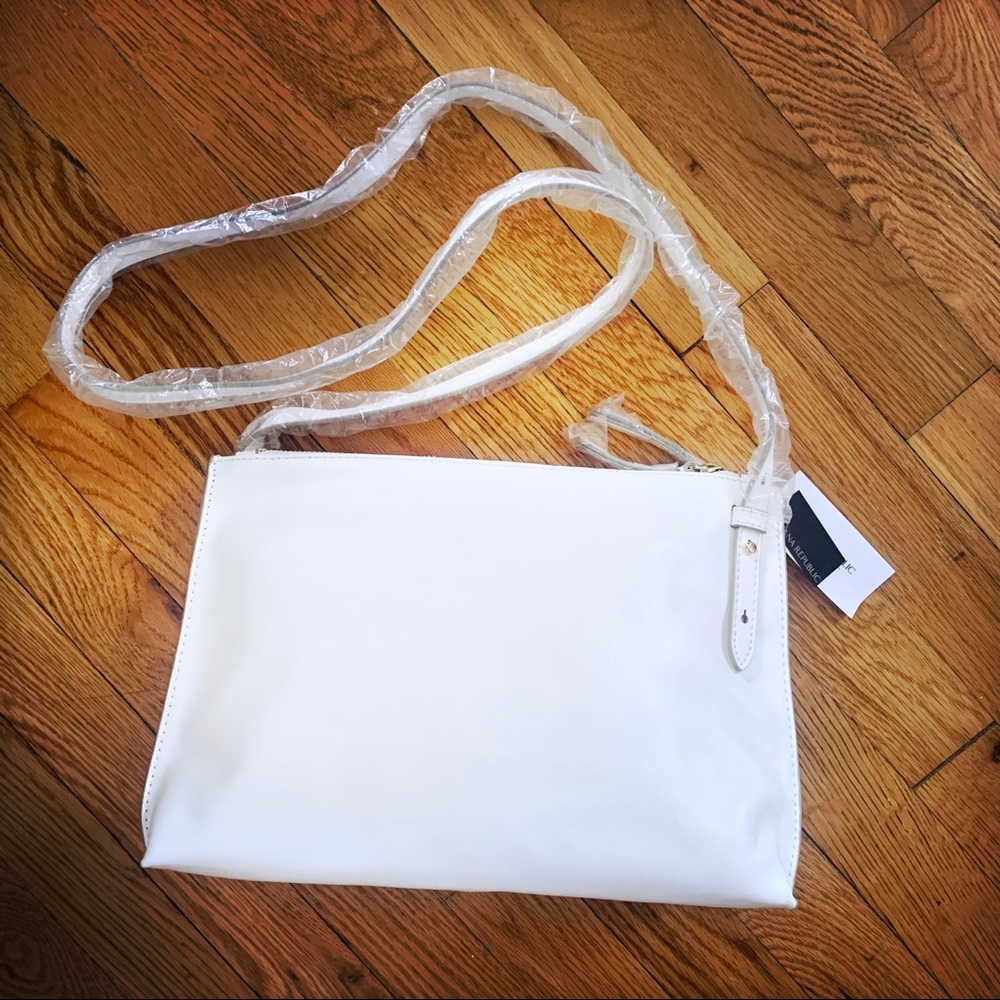 BR White leather crossbody bag